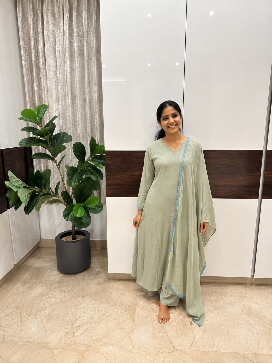 Sage Green Plain Kurta Set