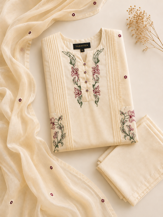 Ivory Embroidered Kurta set