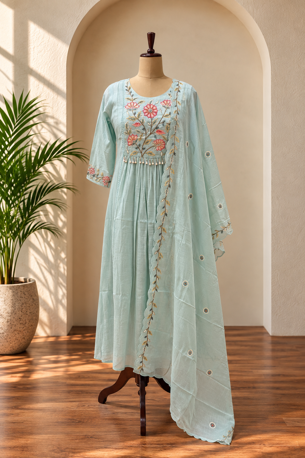 Pastel Embroidered Kurta Set