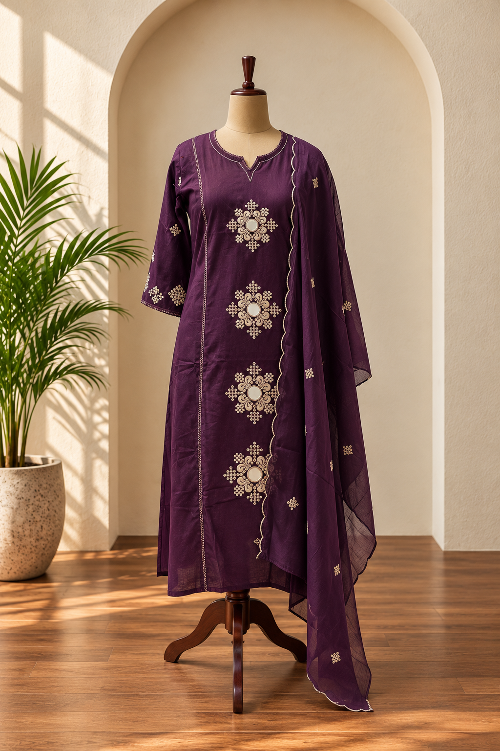 Kolam Work Kurta Set