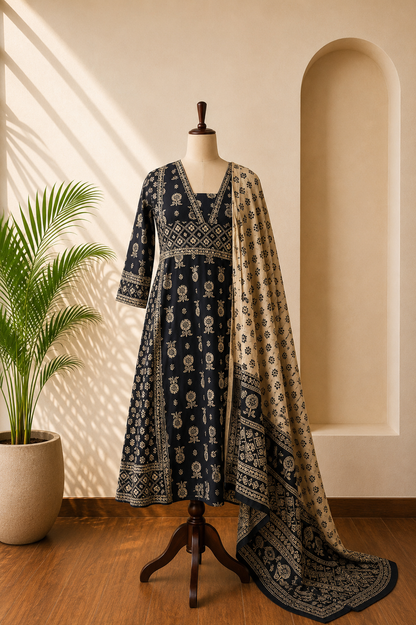 Black & Beige Kurta Set