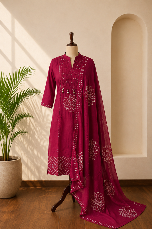 Dark Pink Kurta Set