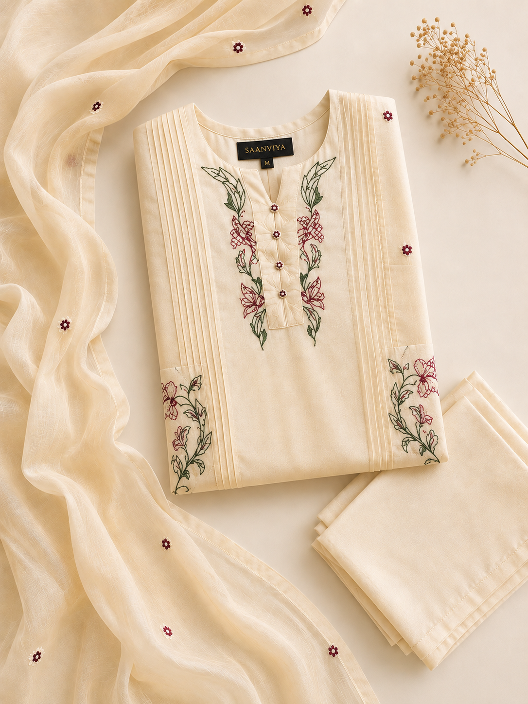 Ivory Embroidered Kurta set
