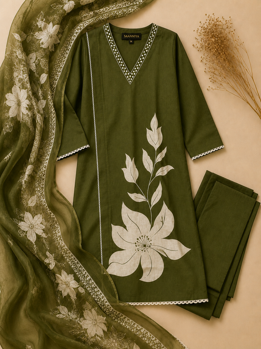 Olive Green Kurta Set