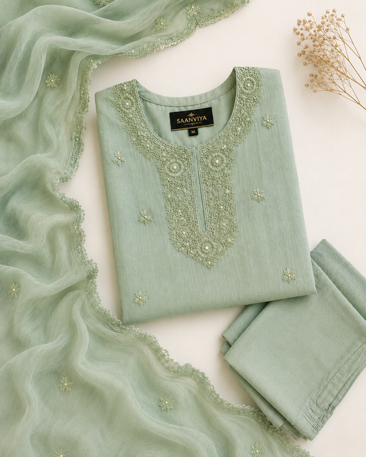 Mint Green Anarkali Kurta Set