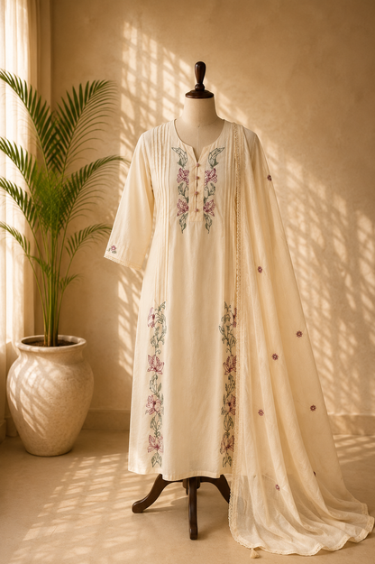 Ivory Embroidered Kurta set