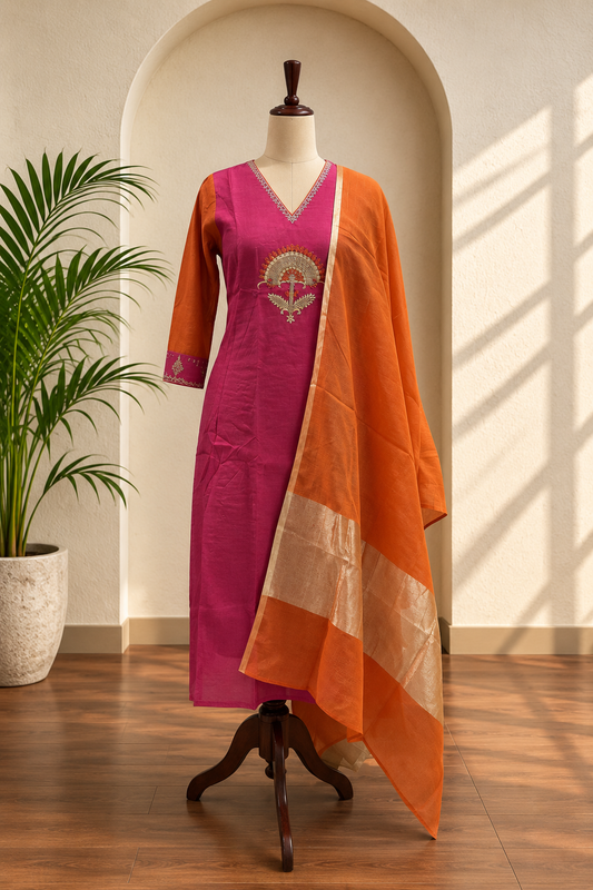 Magenta and Orange Indian Ensemble Set