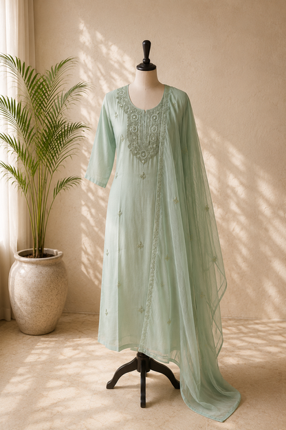 Mint Green Anarkali Kurta Set