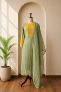 Mint Green with Yellow Embroidered Kurta Set