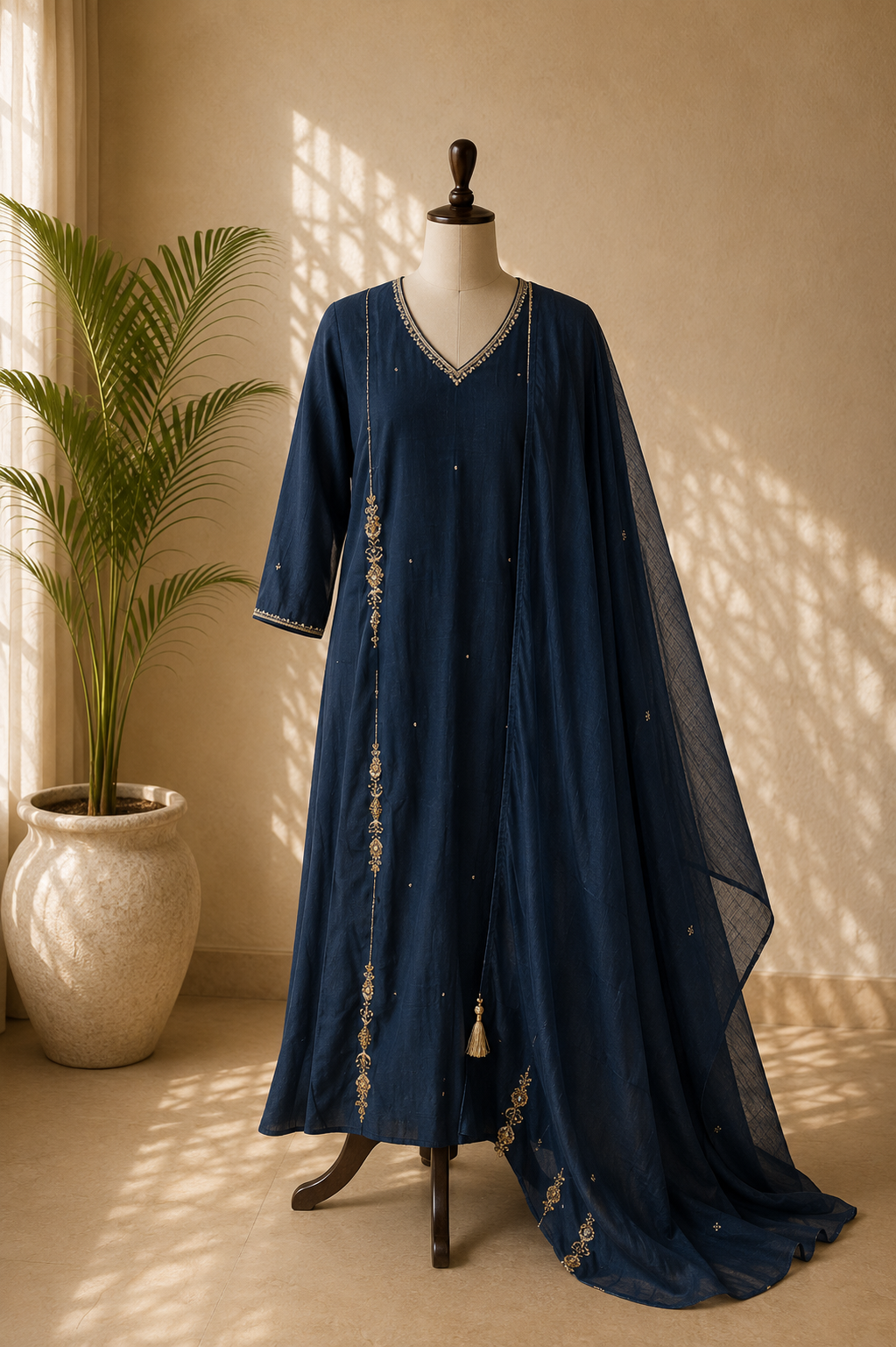 Midnight Blue Embroidered Kurta Set