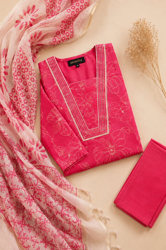Neon Pink Kurta Set