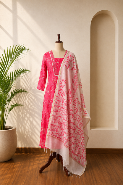 Neon Pink Kurta Set