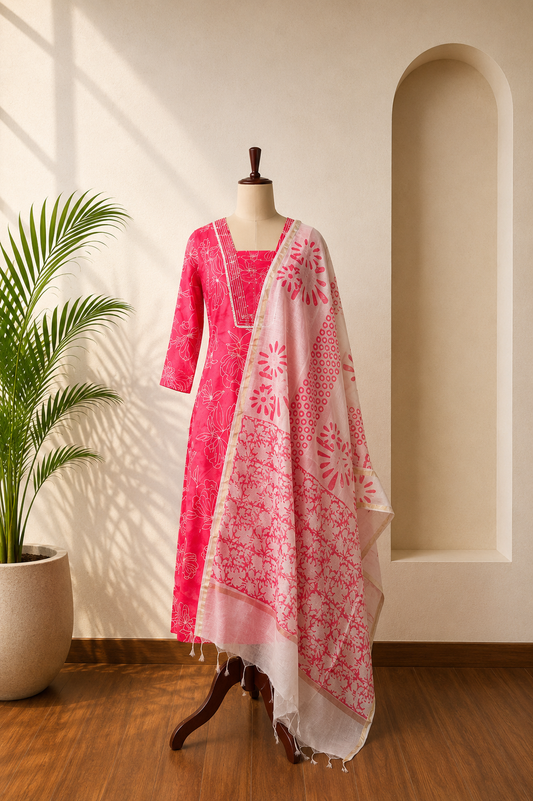Neon Pink Kurta Set