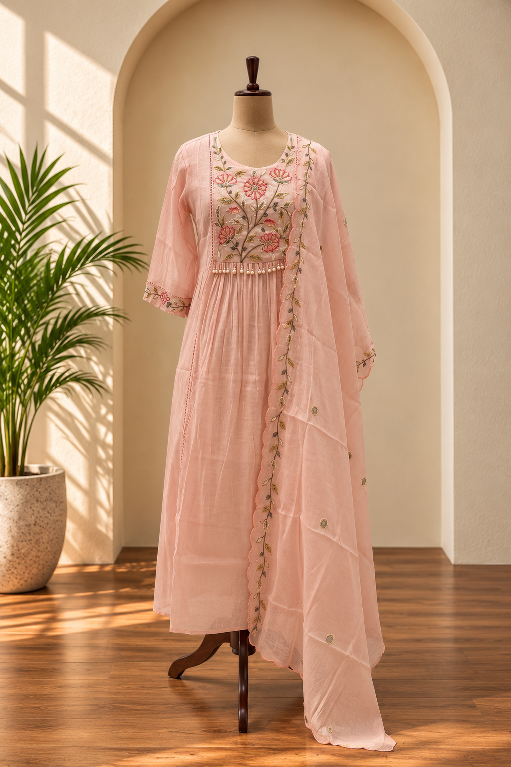 Pastel Embroidered Kurta Set