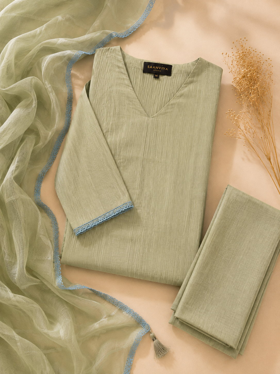 Sage Green Plain Kurta Set