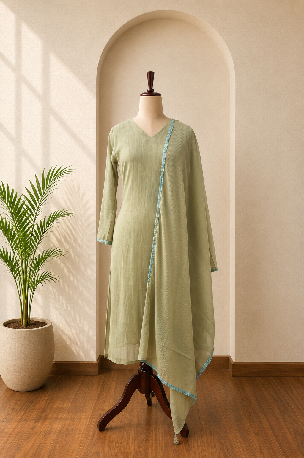 Sage Green Plain Kurta Set