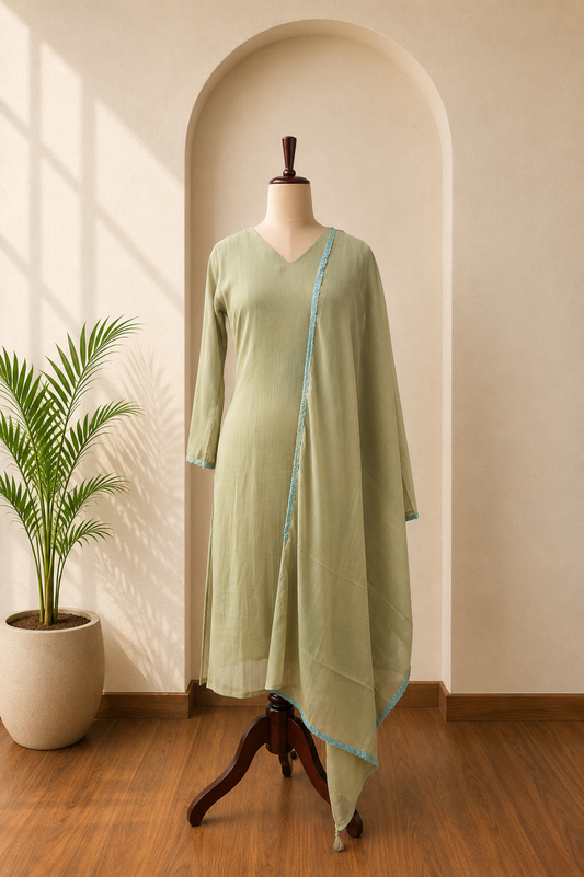 Sage Green Plain Kurta Set