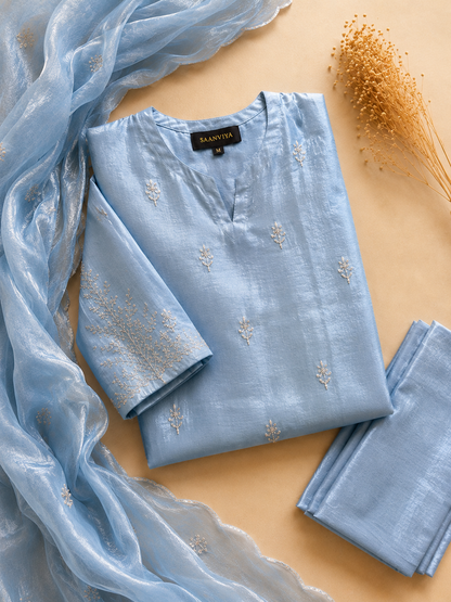 Sky Blue Heavy Work Kurta Set
